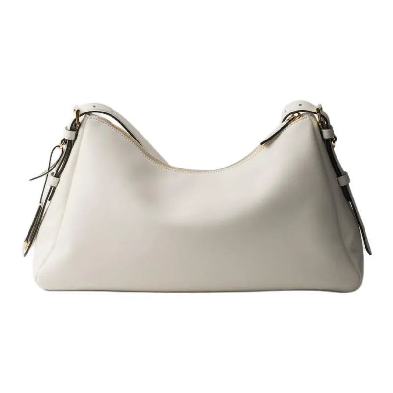 PRADA Leather Hobo Bag Handbag Shoulder Bag Women's White-2