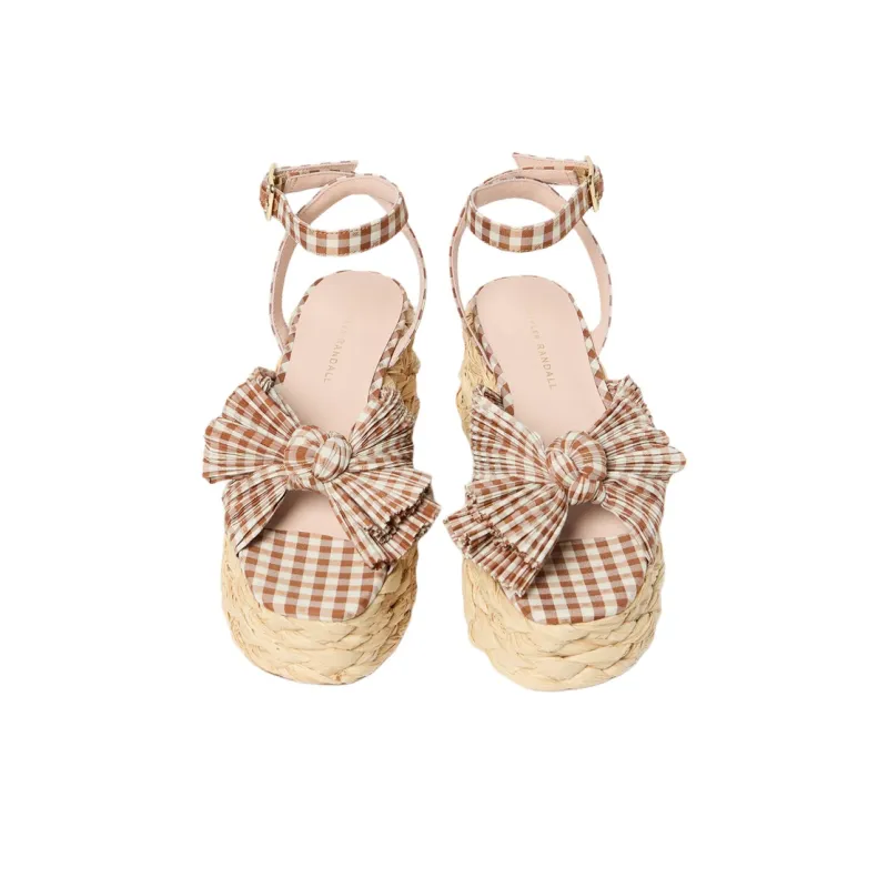 Loeffler Randall Gingham Strap Sandals 7cm Women's Beige-4