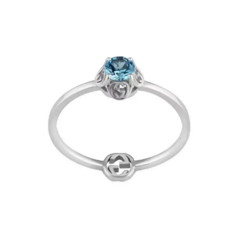 GUCCI 18K White Gold Topaz Rings Women's-0