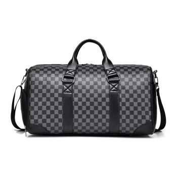 Kaka Tree PU Travel Bag Regular Unisex Black Checkerboard