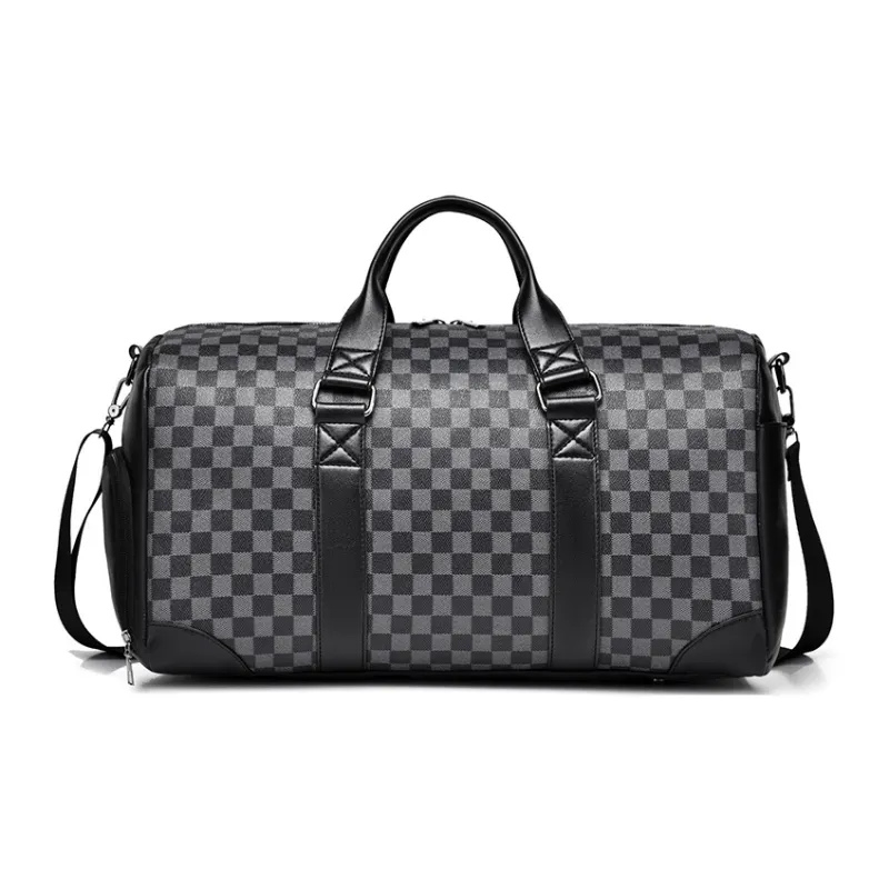 Kaka Tree PU Travel Bag Regular Unisex Black Checkerboard-0