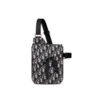 DIOR Saddle Cow Leather Saddle Bag, Shoulder Bag, Crossbody Bag, Clutch, Sling Bag Men's Beige & Black