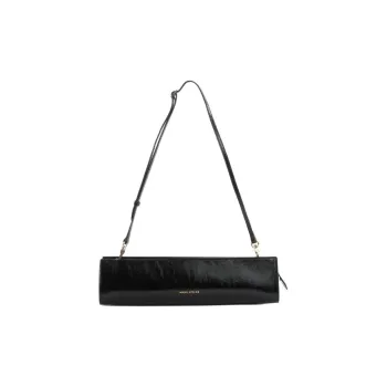 Manu Atelier Patent Leather Baguette Bag Handbag, Shoulder Bag Women's Black