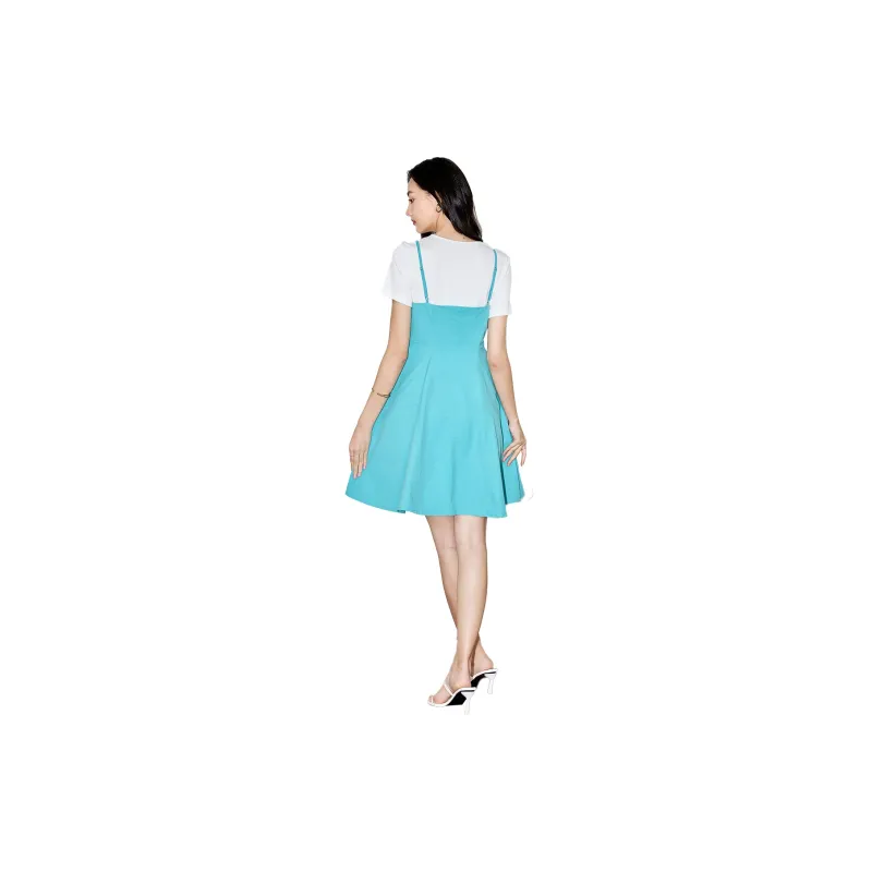 SMEN Short Sleeved Dresses Women's Air Blue-1