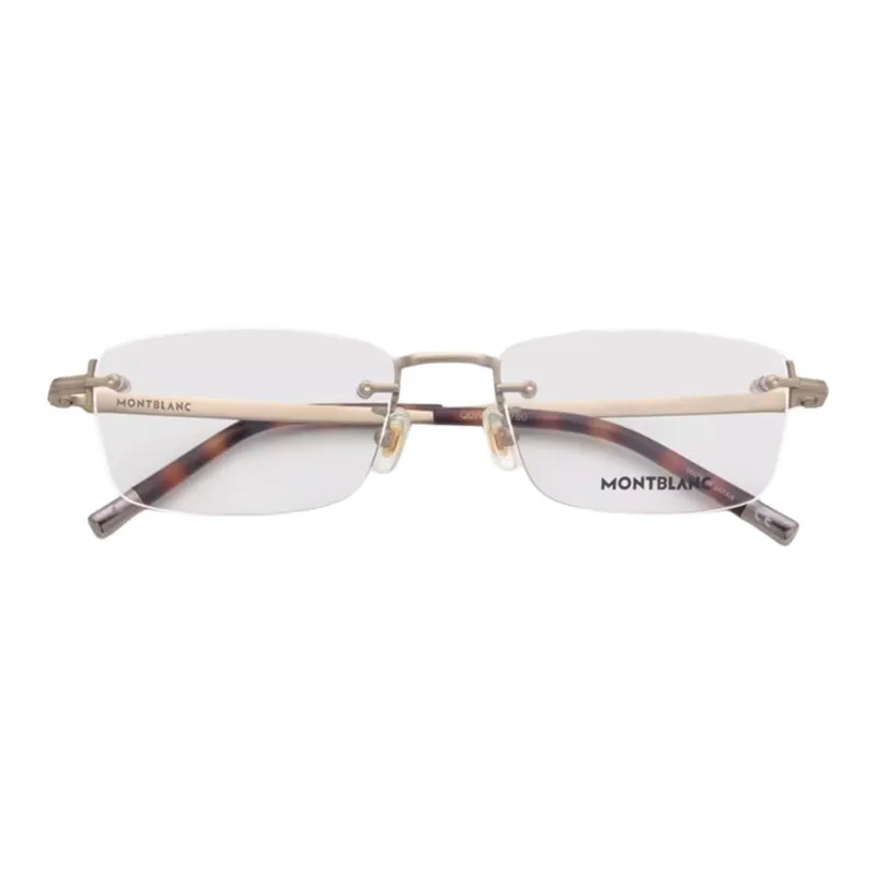MONTBLANC Titanium Rectangular Eyeglass Frames Men's Gold-2