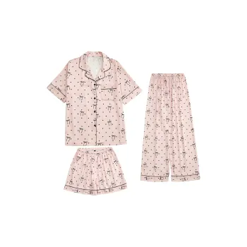 Vine Color Pajama Set Women's Pink
