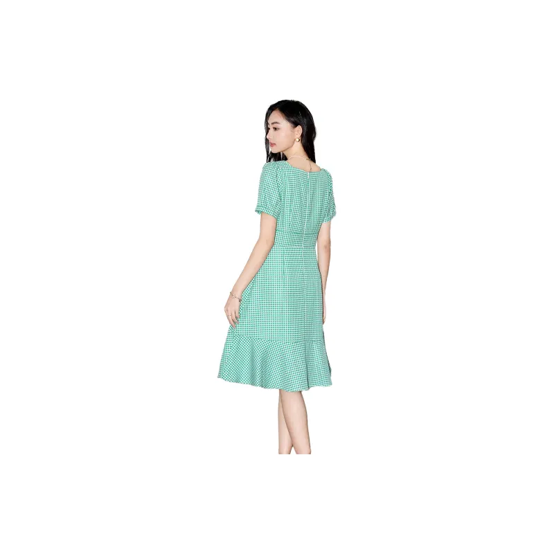 SMEN Short Sleeved Dresses Women's Green-1