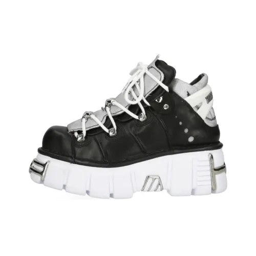 NEW ROCK Ankle Boots Unisex Black/White