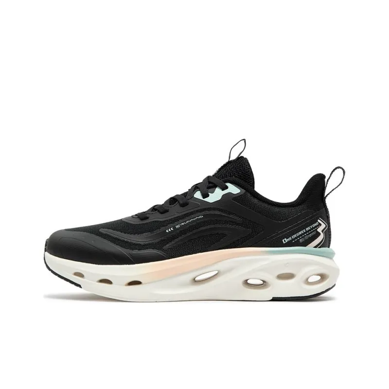 361° Type Cushioning, Wear Resistant Low Top Running Shoes Women's Black White-0