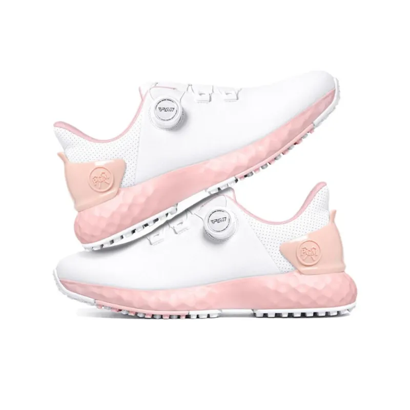 PGM Anti Slip Wear Resistant Low Top Golf Shoes Women's White Pink-2