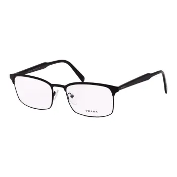 PRADA Metal Rectangular Eyeglass Frames Unisex Black