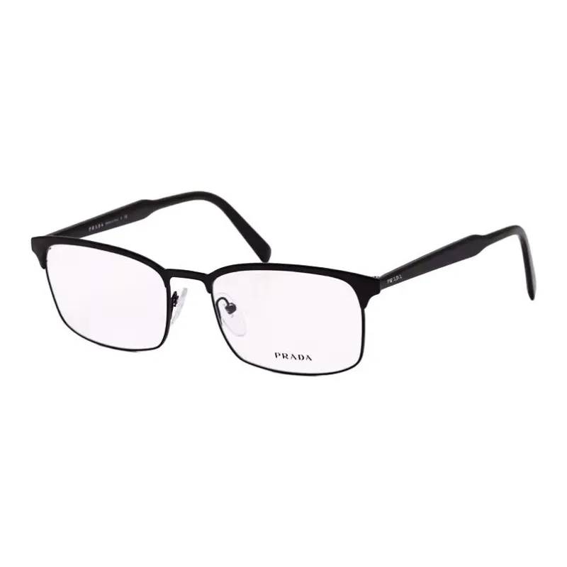 PRADA Metal Rectangular Eyeglass Frames Unisex Black-0