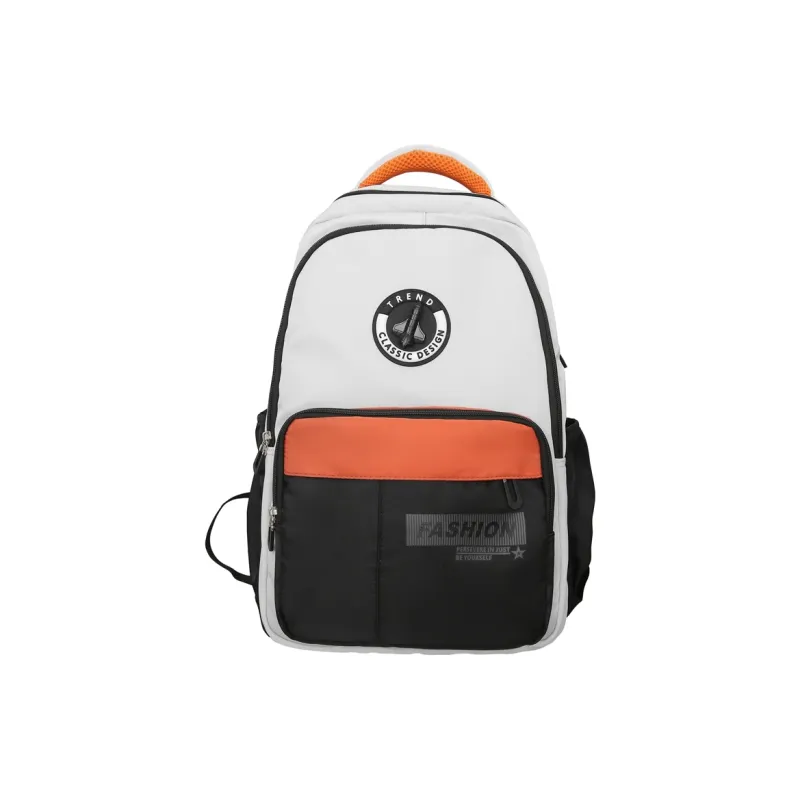 Kaka Tree Nylon Backpack Unisex Black/White & Black/Orange & Coffee/Green & Coffee-2