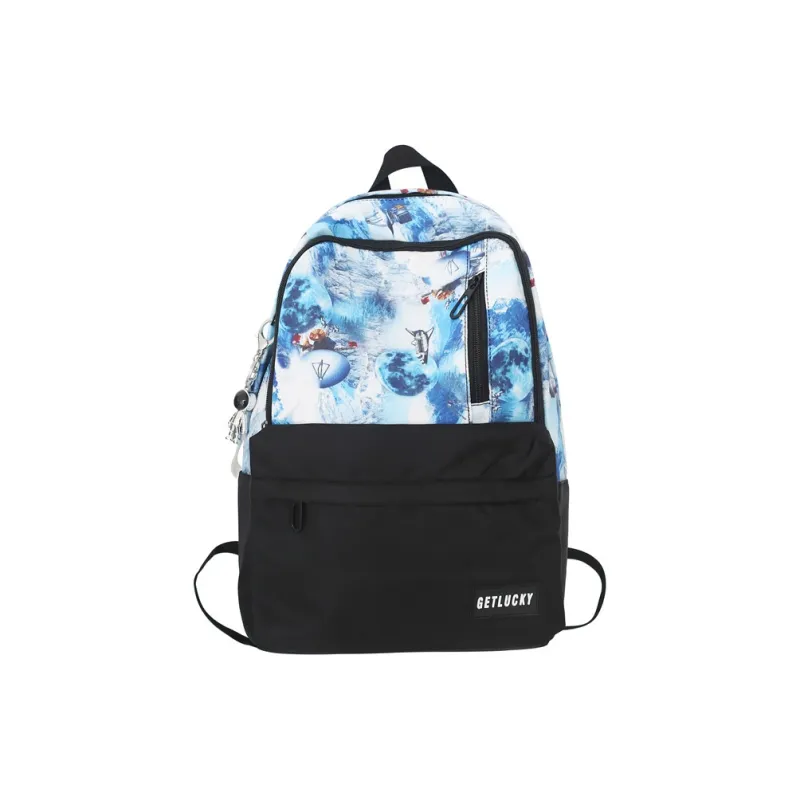 OURFUN Nylon Backpack Unisex Black Base With White Text/White Base With Black Text/Black Planet/Blue Planet-12
