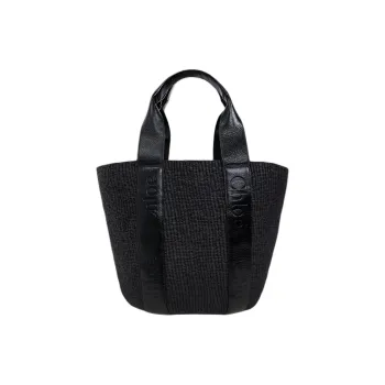 Chloe Cow Leather Tote Bag Shopping Bag Handbag Women's Black