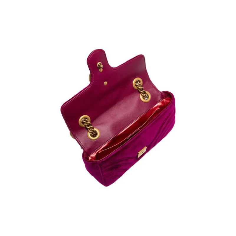 GUCCI GG Marmont Velvet Crossbody Bag, Shoulder Bag Women's Fuchsia-4