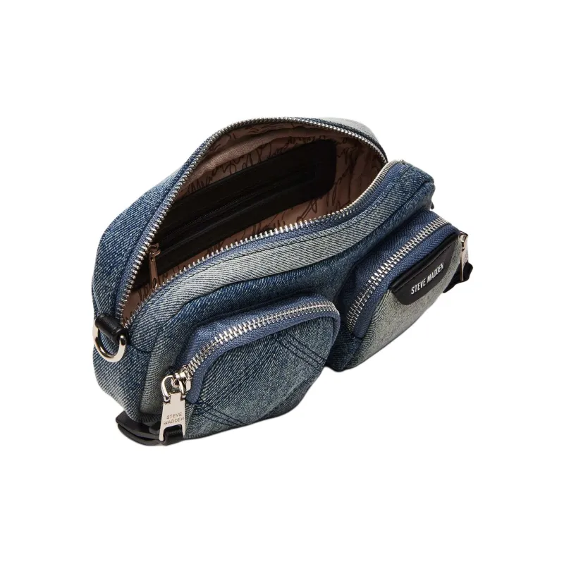 STEVE MADDEN Synthetic Material Panel Denim One Shoulder Handbag Crossbody Bag Women's Denim Blue-3
