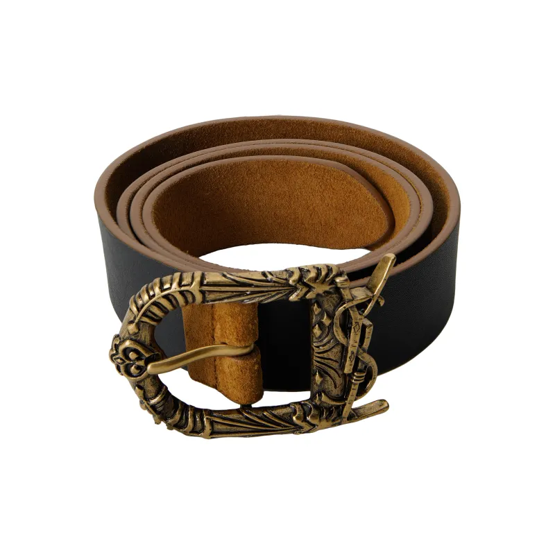 SAINT LAURENT Brand Logo Decoration Pin Buckle Leather Belts Women's Brown Width: 3cm-1