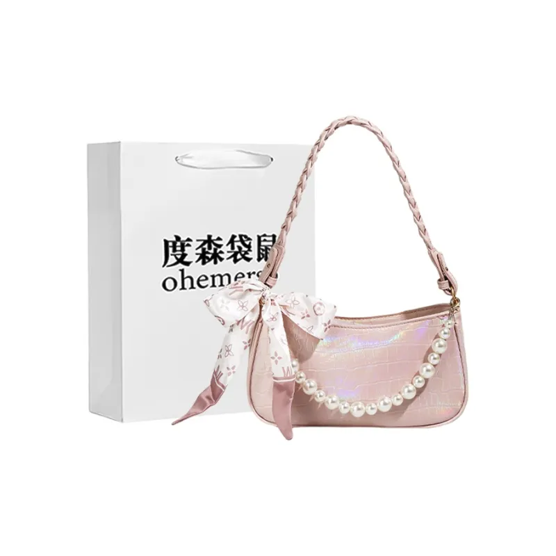 Dusen Kangaroo PU Shoulder Bag Regular Women's White/Pink-2