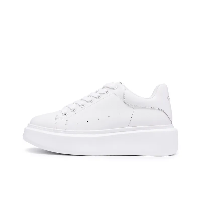 Satchi Cushioning Height Increasing Wear Resistant Slip Resistant Low Top Skateboard Shoes Women's White-0