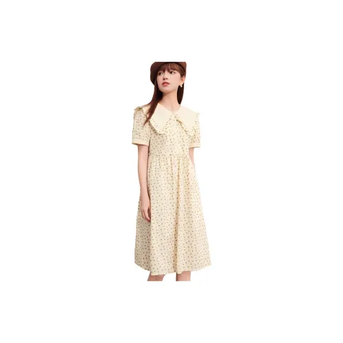 Love to serve Short-Sleeved Dresses Women's Coffee Apricot