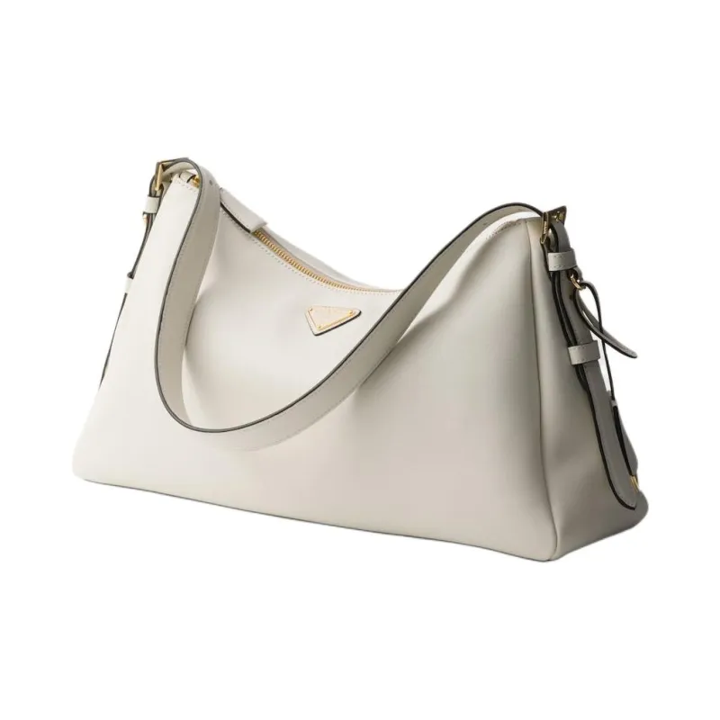 PRADA Leather Hobo Bag Handbag Shoulder Bag Women's White-1