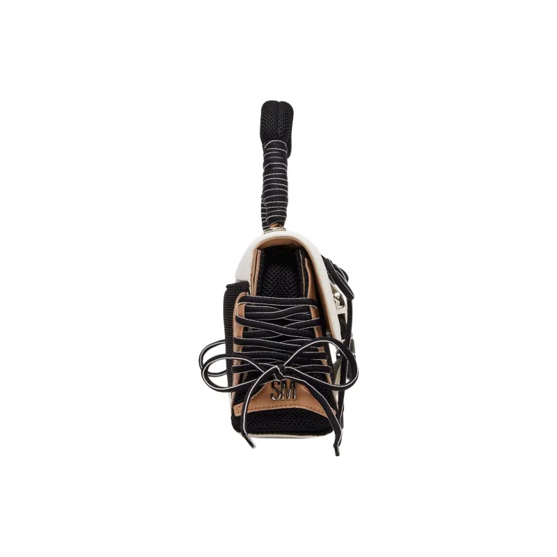 STEVE MADDEN Synthetic Material Patched With Textile Material Handbag Women's Black/Tan-2