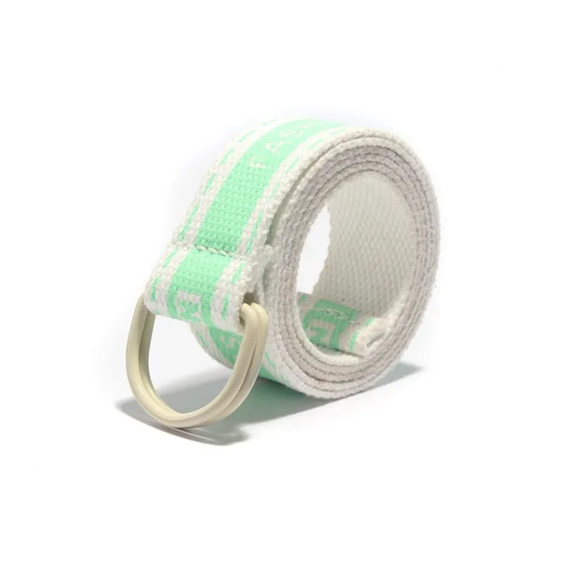 Mulinsen Korean Style Stripes Contrast Print Double Ring Buckle Student Decoration Pants Canvas Alloy Belt Unisex 3.8cm-4
