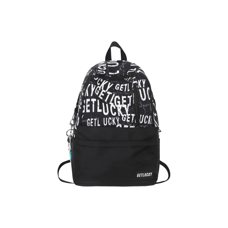 OURFUN Nylon Backpack Unisex Black Base With White Text/White Base With Black Text/Black Planet/Blue Planet-0