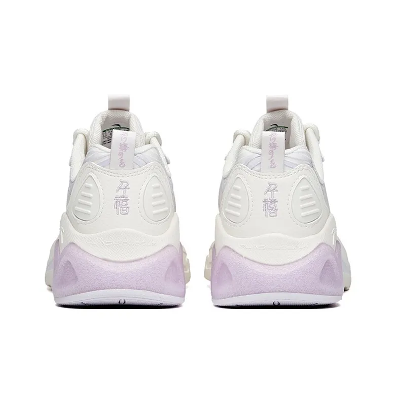 Anta Millennium 2.0 Anti Slip Wear Resistant Low Top Chunky Sneakers Women's White Purple-3