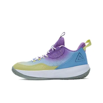 PEAK Lan Qie 2.0 Cushioning Anti Slip And Wear Resistant Low Top Performance Basketball Shoes Men's Purple Yellow White