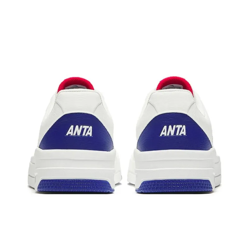 Anta 982GZ Abrasion Resistant Breathable Low Top Skateboard Shoes Men's White Blue-3