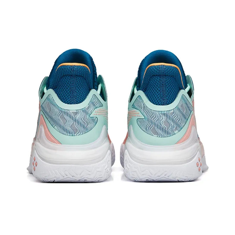 Anta Shock Wave 4 Cushioning Anti-Slip And Wear-Resistant Coverage Support Mid-Top Basketball Shoes White Blue Pink-3