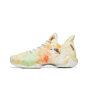Anta Shock Wave 4 Wear Resistant Slip Resistant Low Top Performance Basketball Shoes Men's White Multicolor
