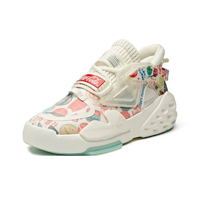 Coca Cola x Anta Bastard Cushioning Anti Slip And Wear Resistant Low Top Chunky Sneakers Men's White Red Blue-2