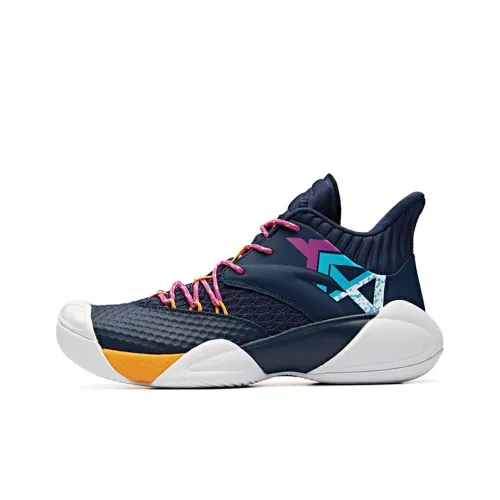 ANTA ENDLESS FIRE Basketball Shoes Men Mid-Top Coastal Blue/ANTA Purple/Orange