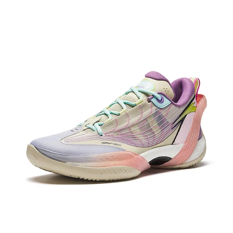 Anta Three-point Rain1.0 Cushioned Slip-Resistant Low-Top Basketball Shoes Men's Purple Gray-1