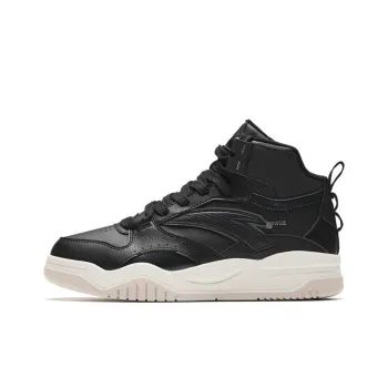 Anta Wave Shoes Fleece Lined Anti Slip And Wear Resistant Breathable Mid Top Skateboard Shoes Men's Black