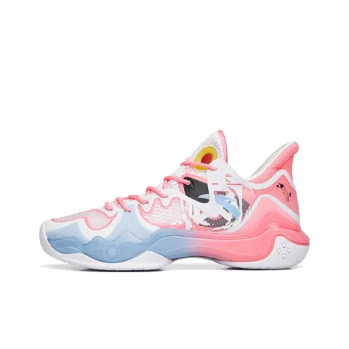 ANTA Shock Wave 4 Basketball Shoes Men Low-Top Blue/Pink