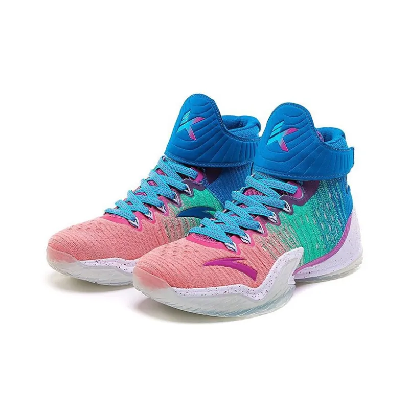 Anta KT3 Cushioned Slip Resistant High Top Basketball Shoes Men's Orange Green Blue White-2