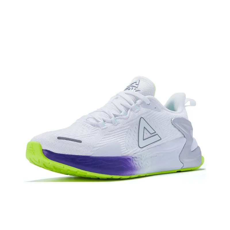 PEAK Porcelain Shadow Cushioning Lightweight Abrasion Resistant Low Top Running Shoes Men's White Yellow-2