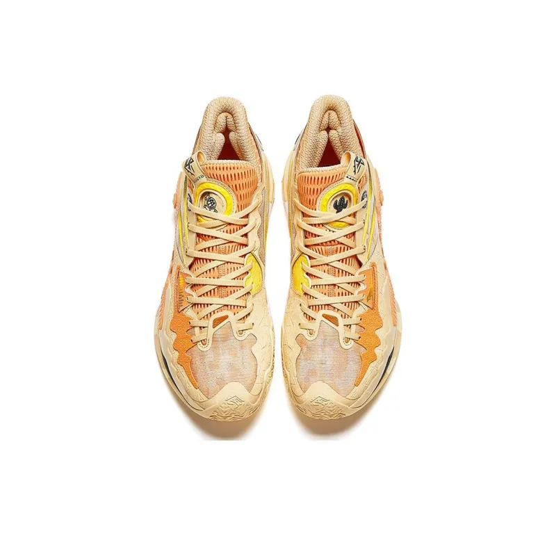 Anta Shock Wave 5 Sand Lizard Cushioning And Breathable High Top Basketball Shoes Men's Apricot Yellow-2
