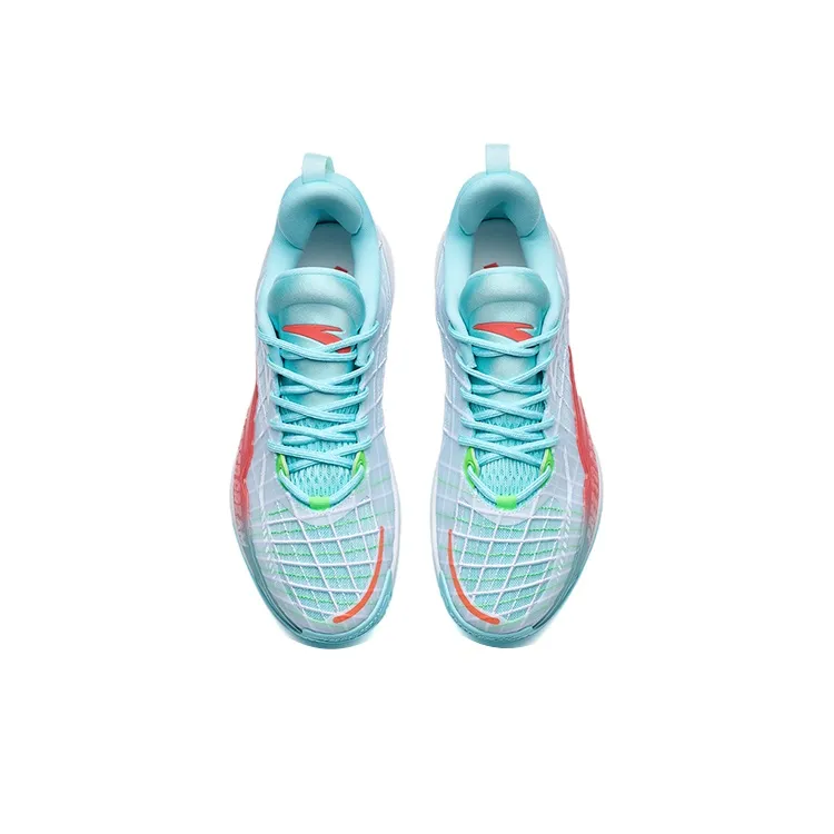Anta Light Horseman 3 Anti-Slip Wear-Resistant Low-Top Basketball Shoes White Red Blue-2