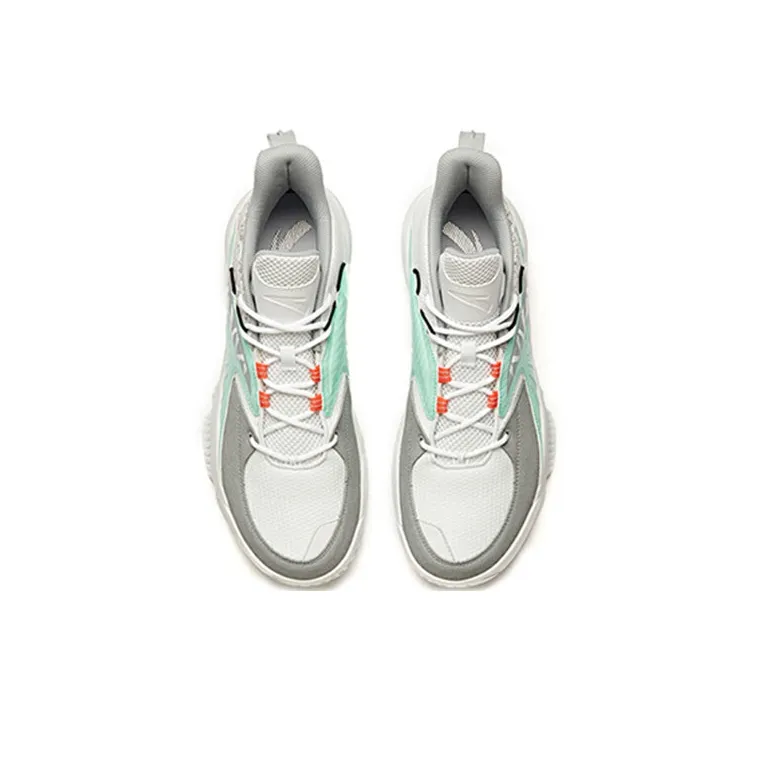 Anta Rhomboid Mid-Top Basketball Shoes Men's Gray Green-3