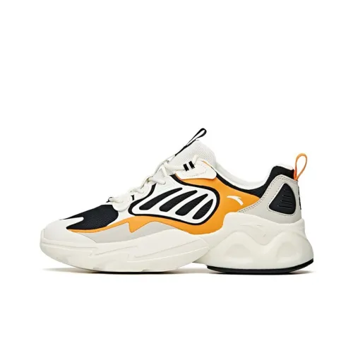 ANTA Millennium 2.0 Chunky Sneakers Men Low-Top Black/Ivory White/Oil Paint Yellow