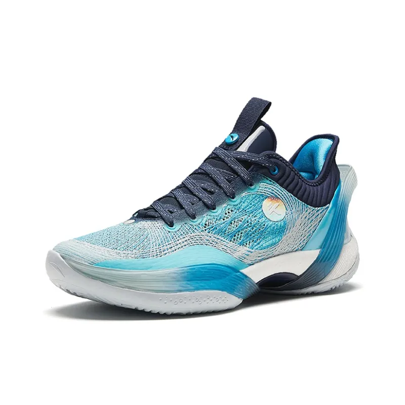 Anta Three point Rain1.0 Cushioning Wear Resistant Low Top Basketball Shoes Men's Water Rhyme Blue-1