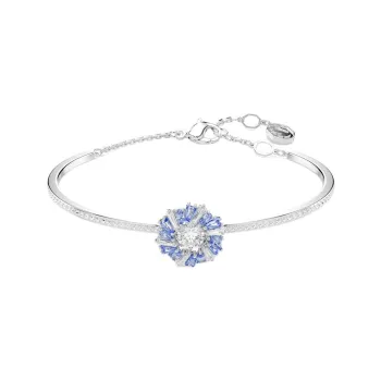 Swarovski Synthetic Cubic Zirconia Rhodium Plated Faux Crystal Bangles Women's Silver