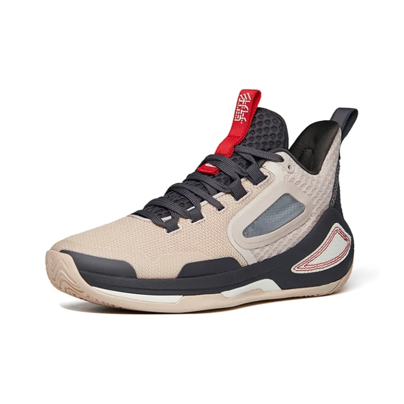 Anta Alien 3 Anti-Slip Wear-Resistant High-Top Performance Basketball Shoes Men's Pink Gray-1