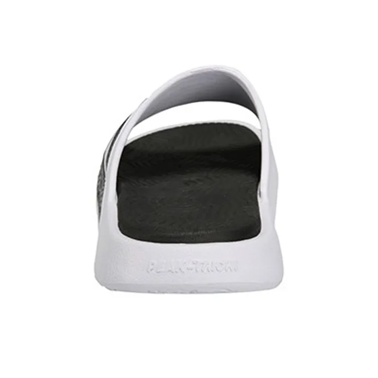 PEAK Quiet Slip Resistant Abrasion Resistant Slide Slippers Unisex White Black-3
