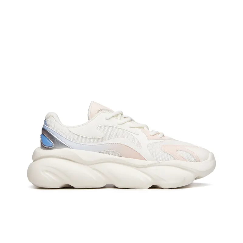 Anta Cat Paw Cushioning, Breathable, Supportive Low Top Chunky Sneakers Women's White Pink Meow Shoes-1